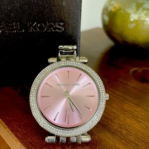 Michael Kors pink and crystal watch.